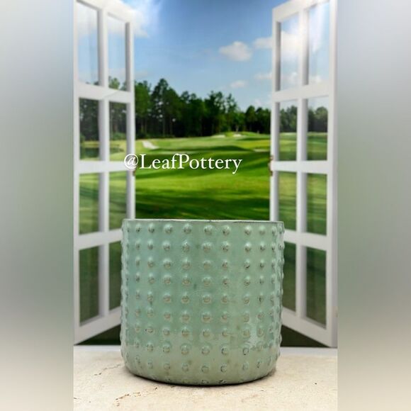 Bumpy Aqua Clay/Ceramic Planter Pot with drainage hole